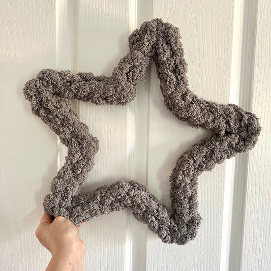 CLEARANCE - Large Grey Chenille Star Wreath - WatersHaus